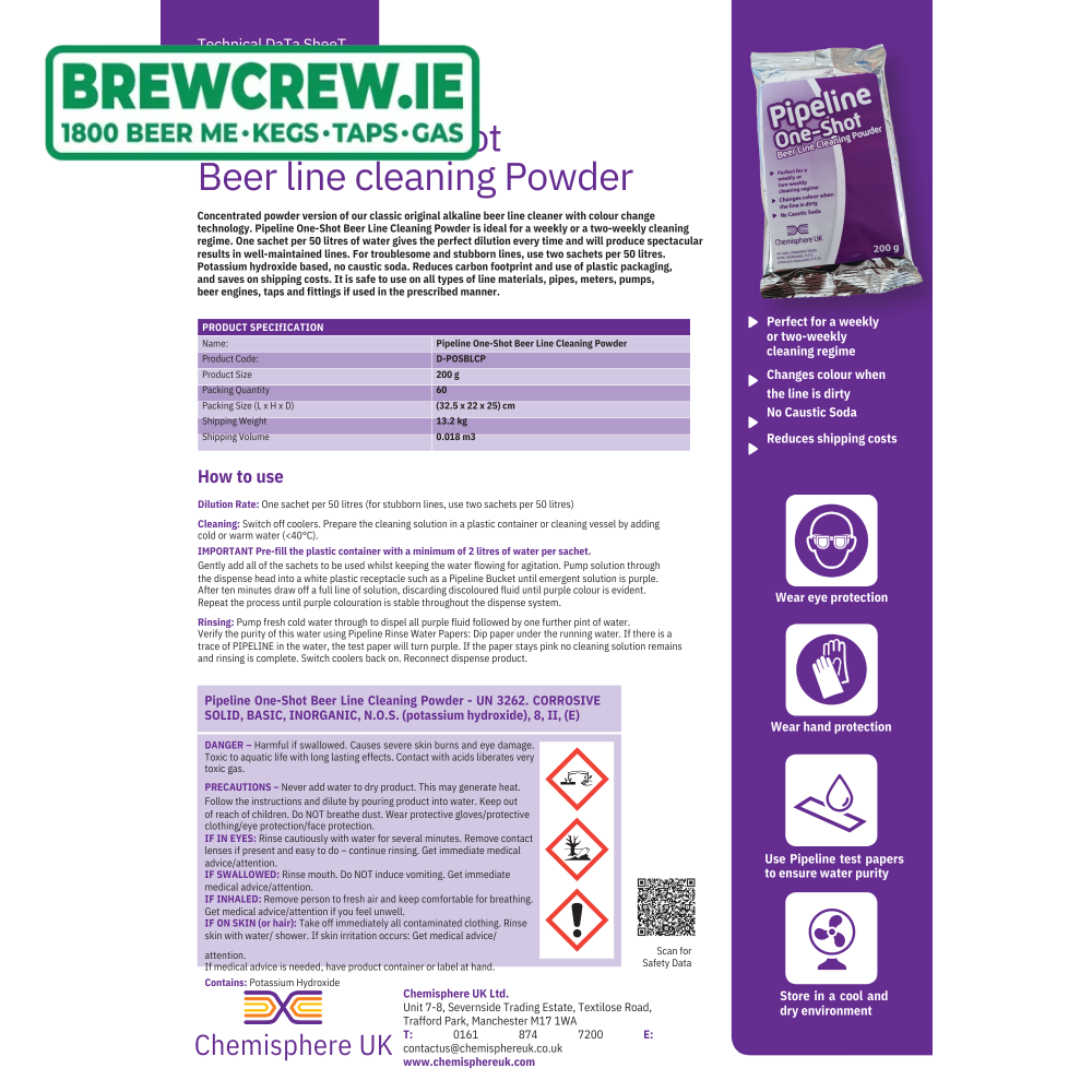 Pipeline Cleaning Powder Sachet 100g Brew Crew Kegs